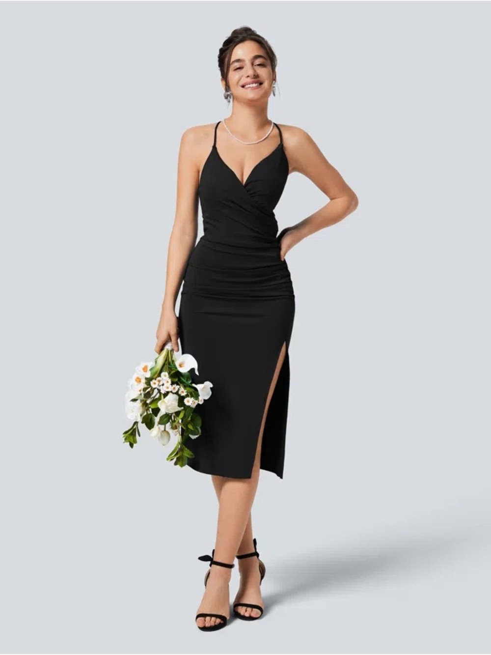 HALARA SoftlyZero™ Airy Crossover Ruched Lace Up Bodycon InstantCool Dress M